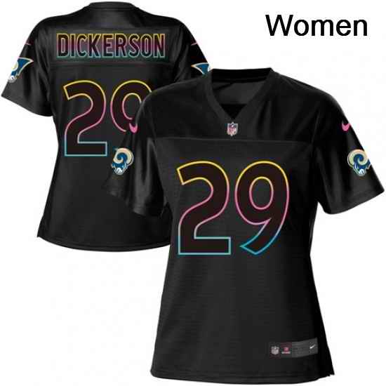 Womens Nike Los Angeles Rams 29 Eric Dickerson Game Black Fashion NFL Jersey